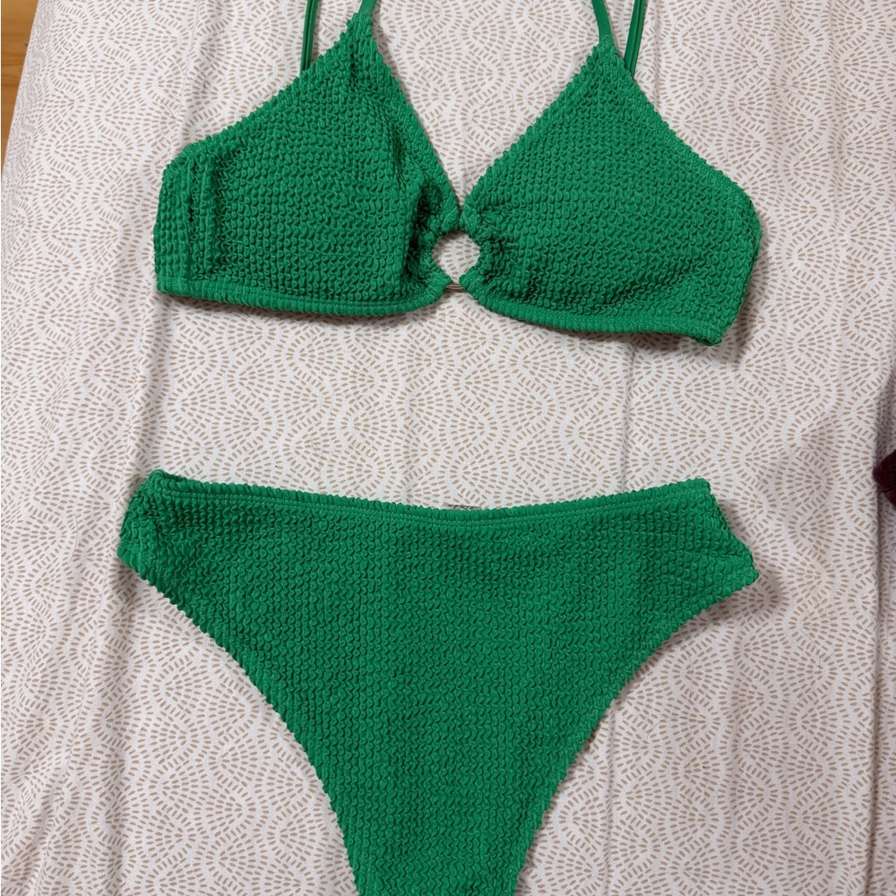Green Knit Bikini Set